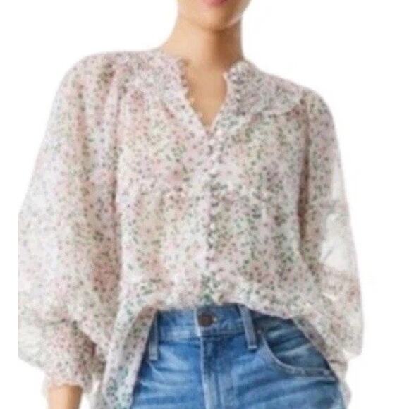 Alice + Olivia Margery | Sheer Ruffle | Boho Prarie | Romantic | Worn Once | L - Picture 1 of 16